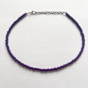 Purple beaded necklace handmade bead choker necklace with glass seed beads